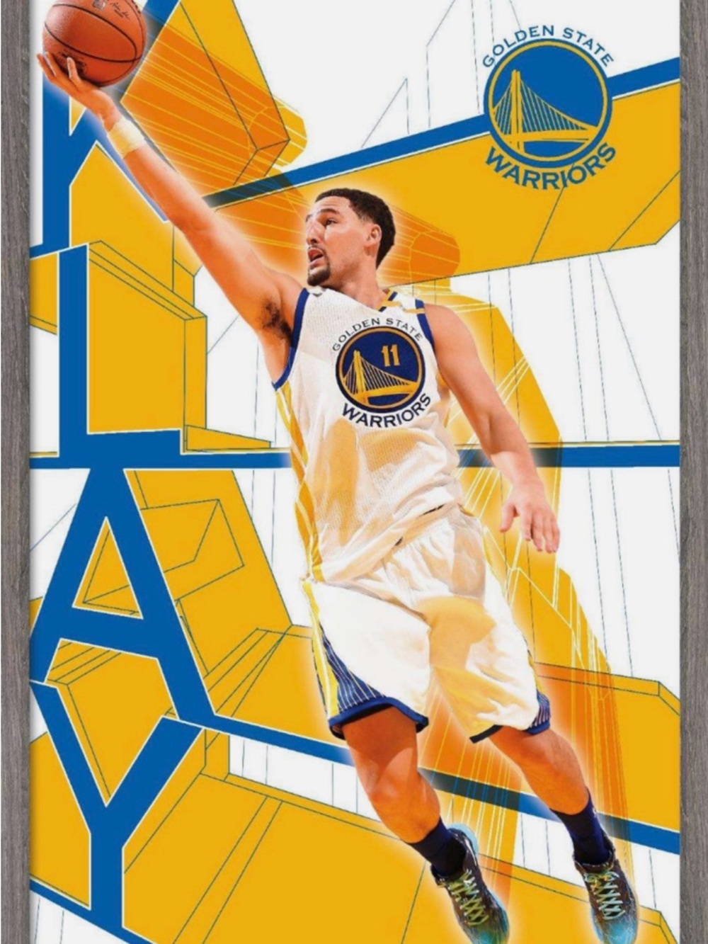 Golden State Warriors Klay Thompson Basketball Poster - Yellow & Blue